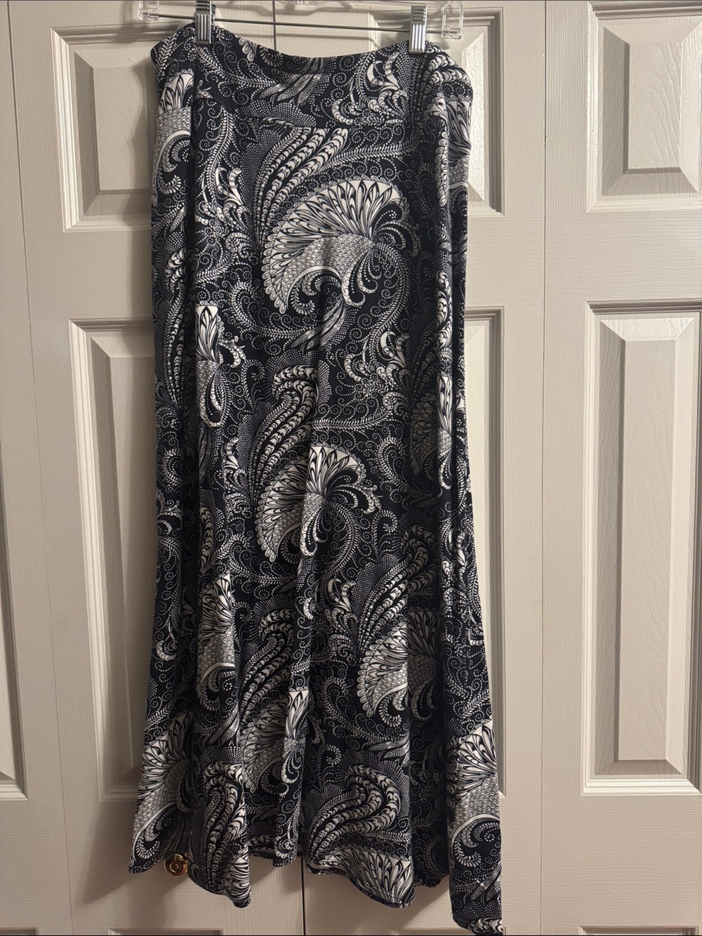 Talbots Black and White Paisley Maxi Skirt, M
